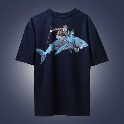 Navy Blue Shark Rider T-shirt