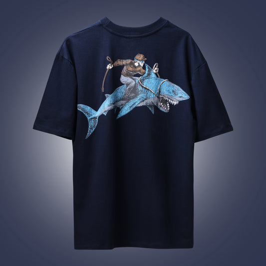 Navy Blue Shark Rider T-shirt